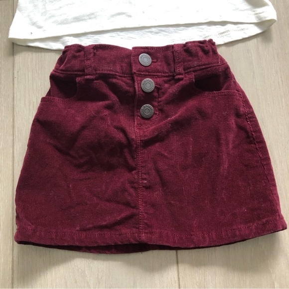 Set of Corduroy Burgundy Skirt and Ruffle Sleeve Top Size 3T - Picture 2 of 5